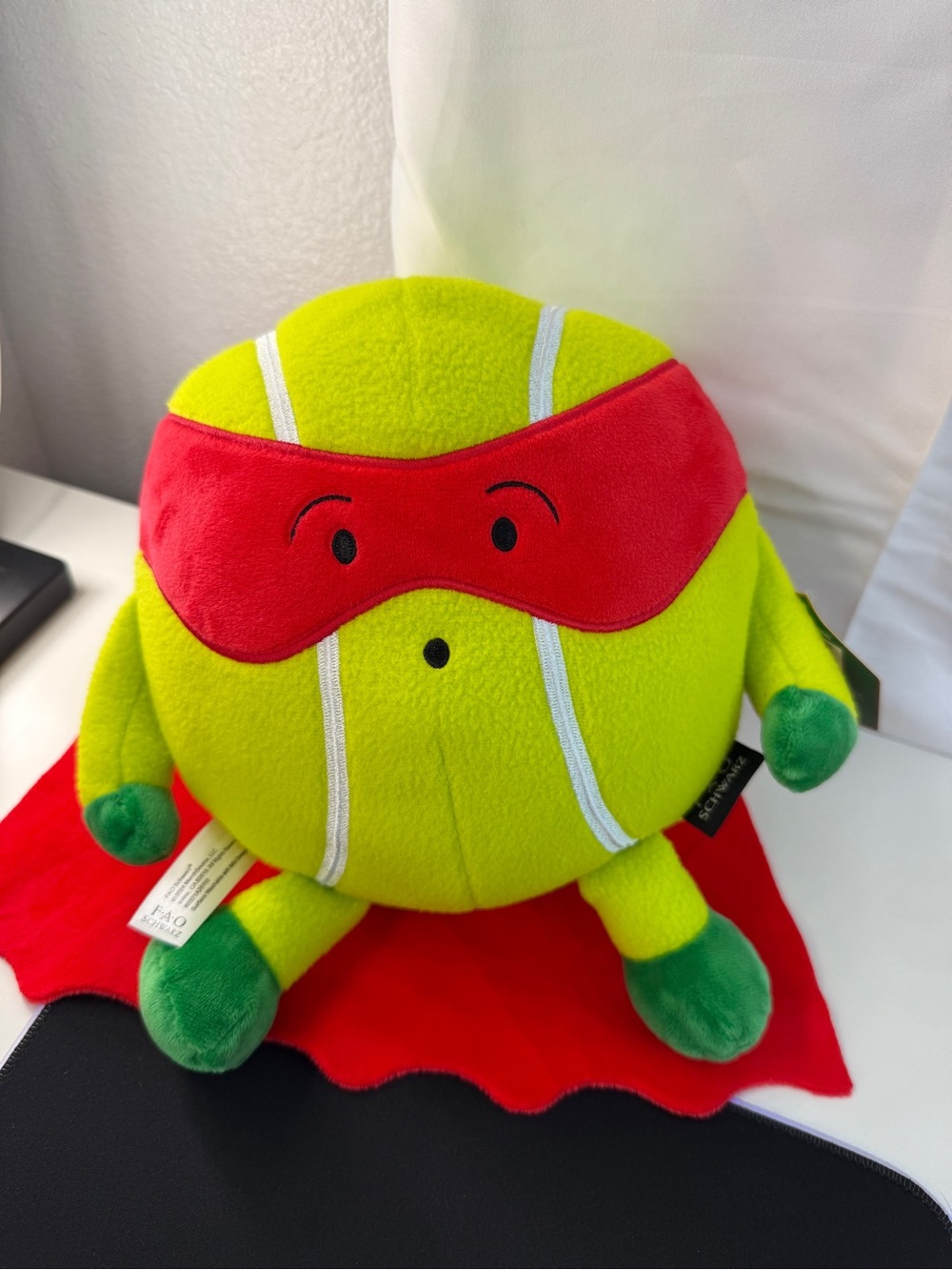 FAO Schwarz Heroes of the Game 9" Tennis Ball Plush Caped NWT